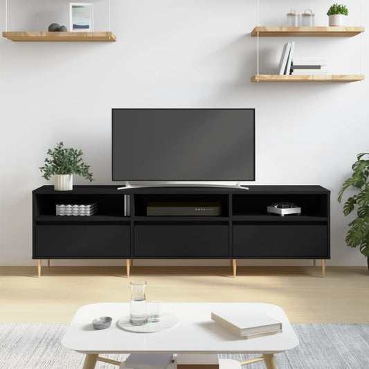TV-skab Sort 150x30x44,5 cm Træ Materiale