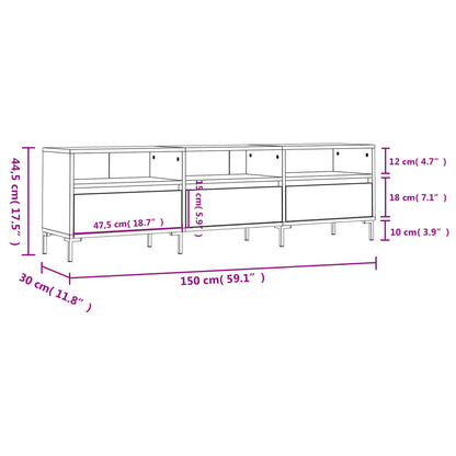 TV-skab Sort 150x30x44,5 cm Træ Materiale