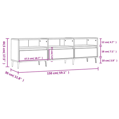 TV-skab Hvid 150x30x44,5 cm Træ Materiale