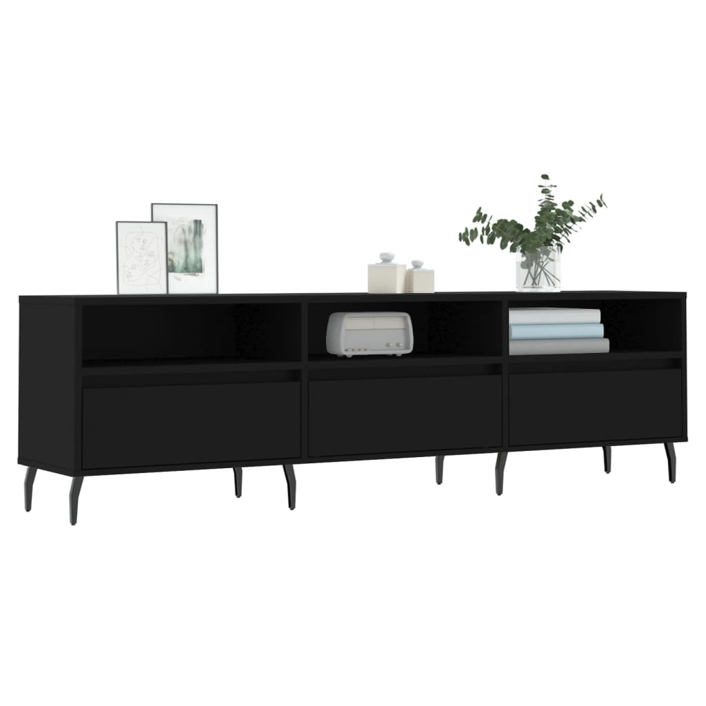 TV-skab Sort 150x30x44,5 cm Træ Materiale