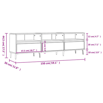 TV-skab Sort 150x30x44,5 cm Træ Materiale
