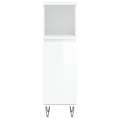 Badschrank Hochglanz-Weiß 30x30x100 cm Holzwerkstoff