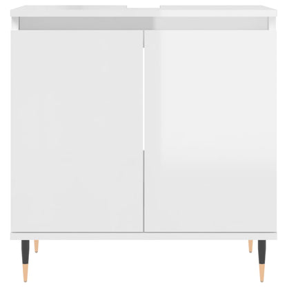 Badschrank Hochglanz-Weiß 58x33x60 cm Holzwerkstoff