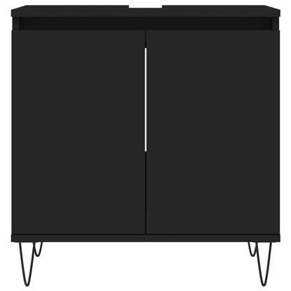 Badschrank Schwarz 58x33x60 cm Holzwerkstoff