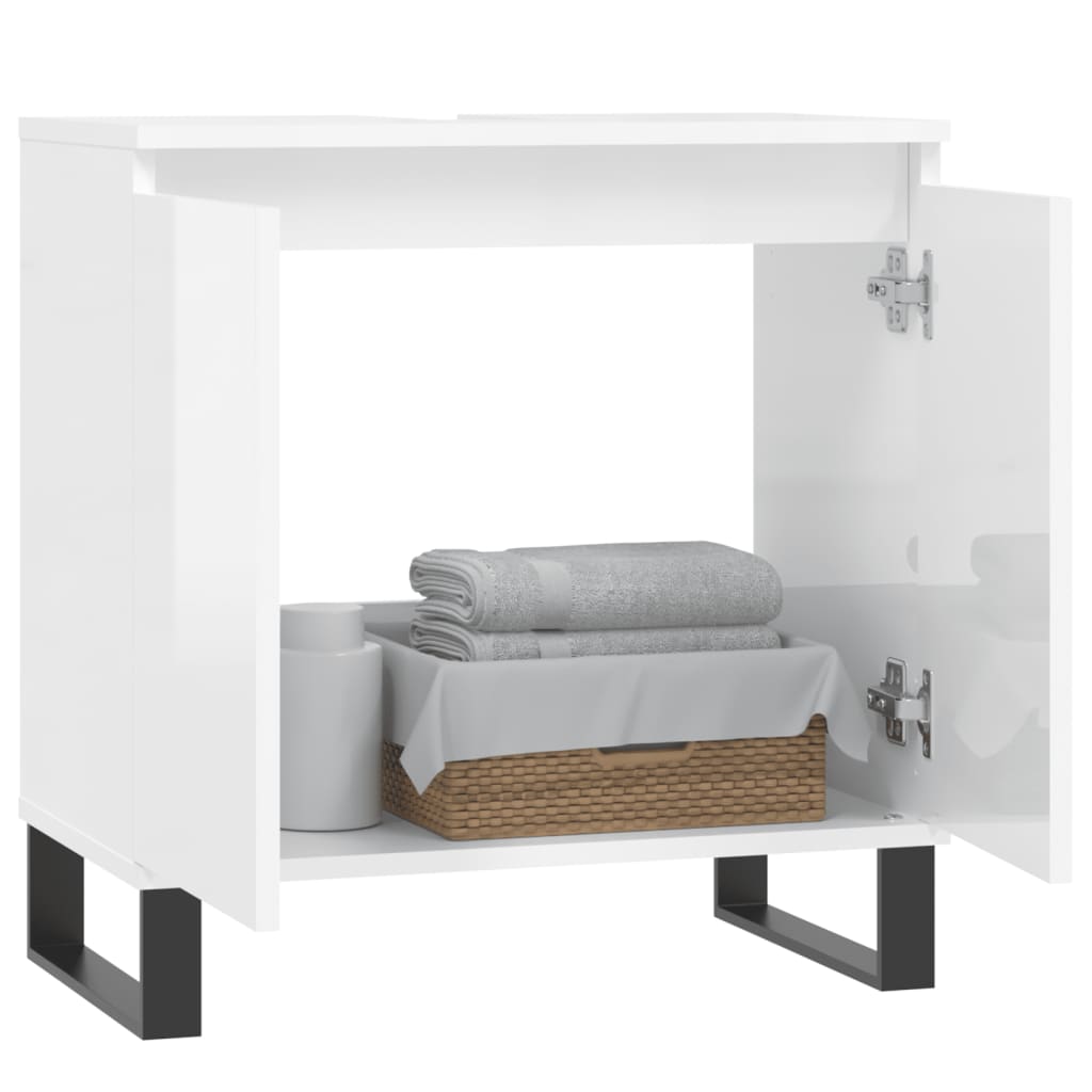 Badschrank Hochglanz-Weiß 58x33x60 cm Holzwerkstoff