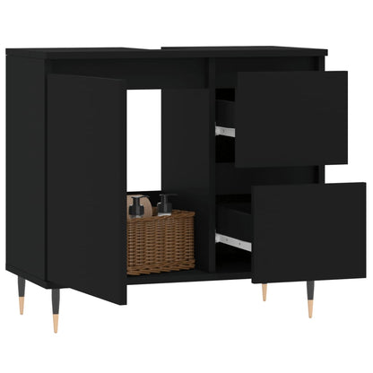 Badschrank Schwarz 65x33x60 cm Holzwerkstoff