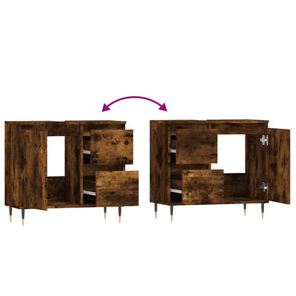 Badschrank Räuchereiche 65x33x60 cm Holzwerkstoff