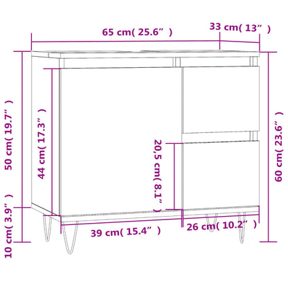 Badschrank Räuchereiche 65x33x60 cm Holzwerkstoff