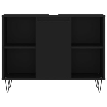 Badschrank Schwarz 80x33x60 cm Holzwerkstoff