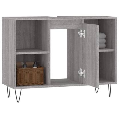 Badschrank Grau Sonoma 80x33x60 cm Holzwerkstoff