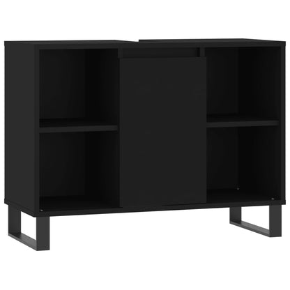Badschrank Schwarz 80x33x60 cm Holzwerkstoff