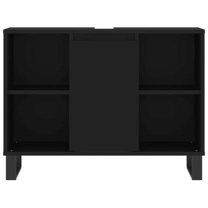 Badschrank Schwarz 80x33x60 cm Holzwerkstoff