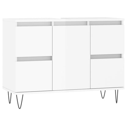 Badeværelsesskab Højglans Hvid 80x33x60 cm Træmateriale