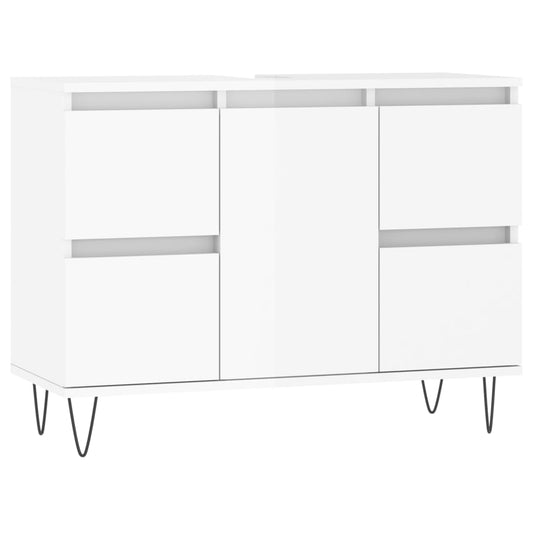 Badeværelsesskab Højglans Hvid 80x33x60 cm Træmateriale