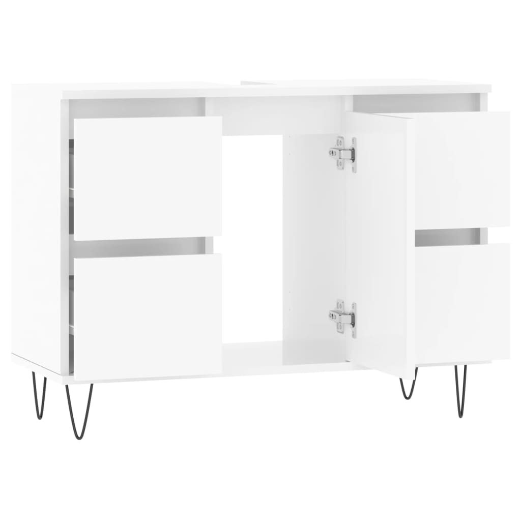 Badeværelsesskab Højglans Hvid 80x33x60 cm Træmateriale
