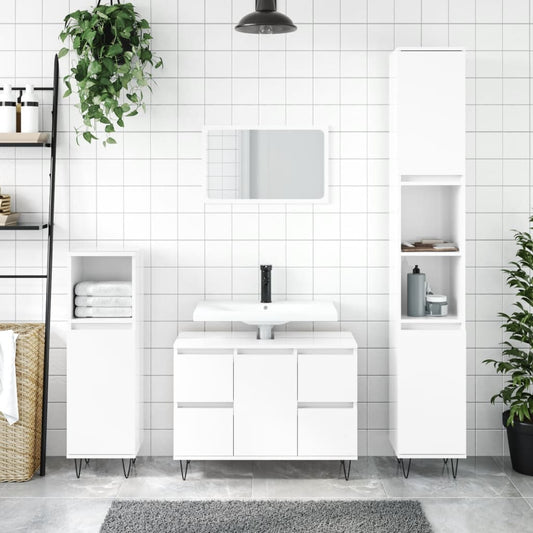 Badeværelsesskab Højglans Hvid 80x33x60 cm Træmateriale
