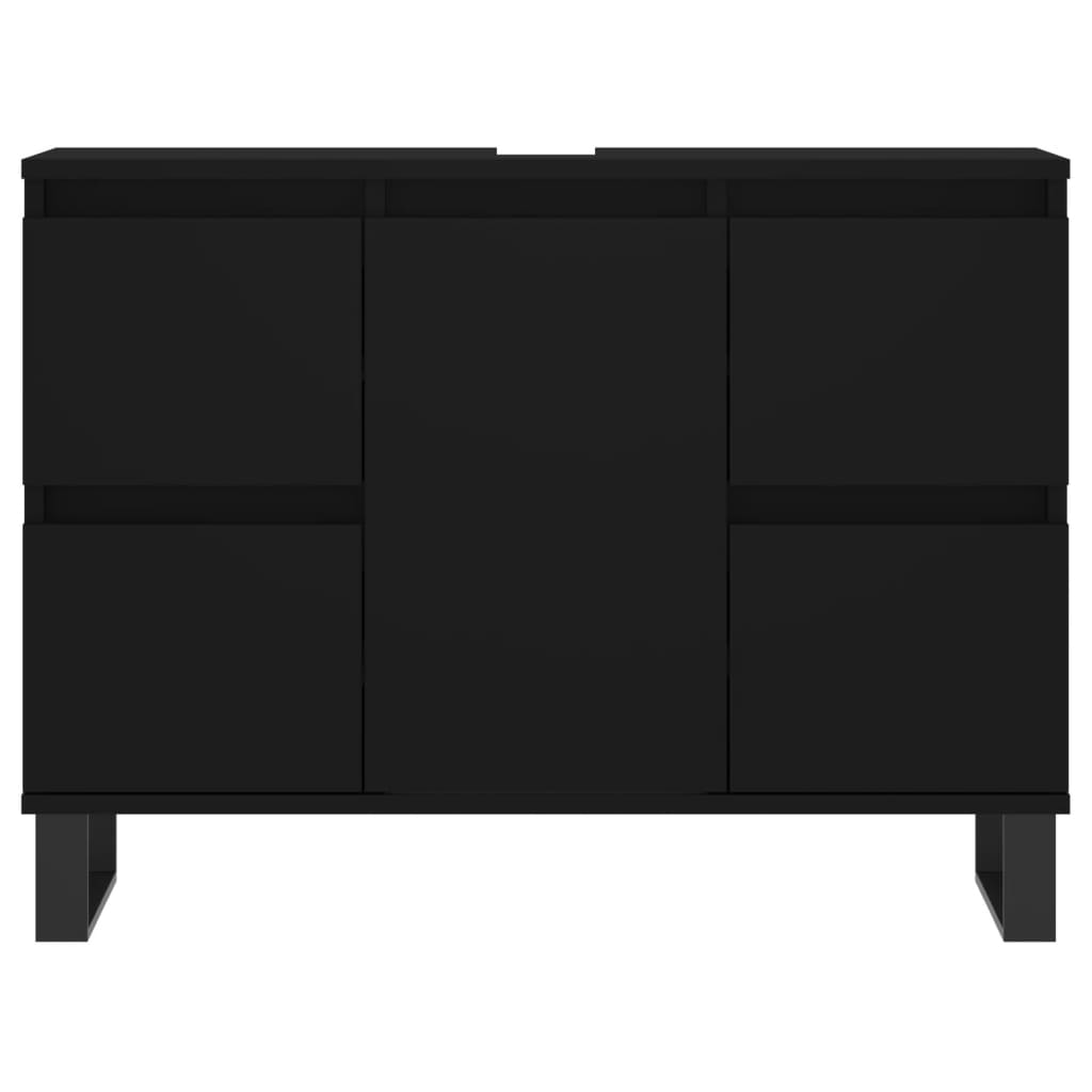 Badschrank Schwarz 80x33x60 cm Holzwerkstoff