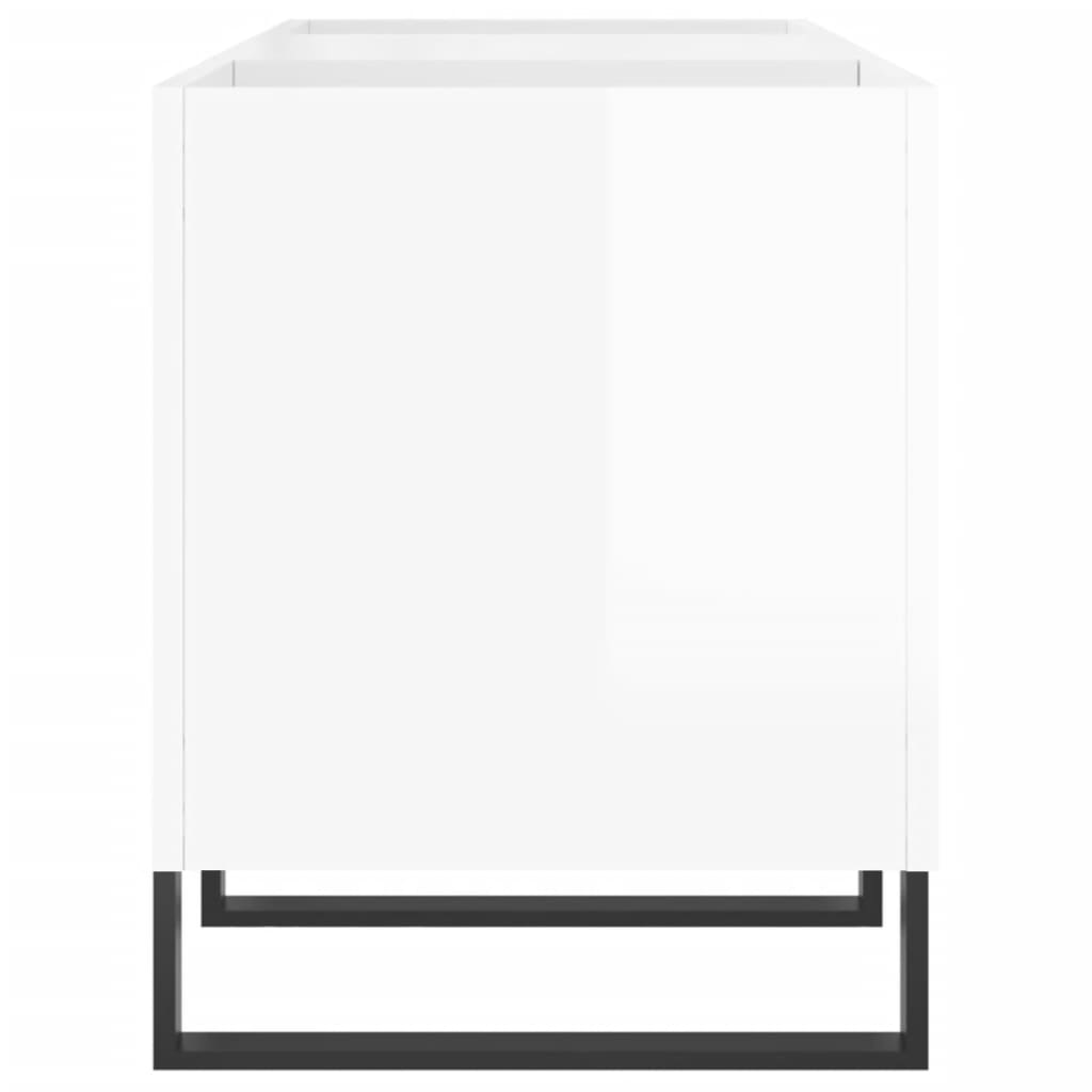 Plattenschrank Hochglanz-Weiß 121x38x48 cm Holzwerkstoff