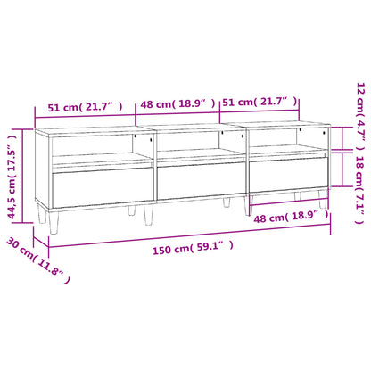 TV-skab Sort 150x30x44,5 cm Træ Materiale