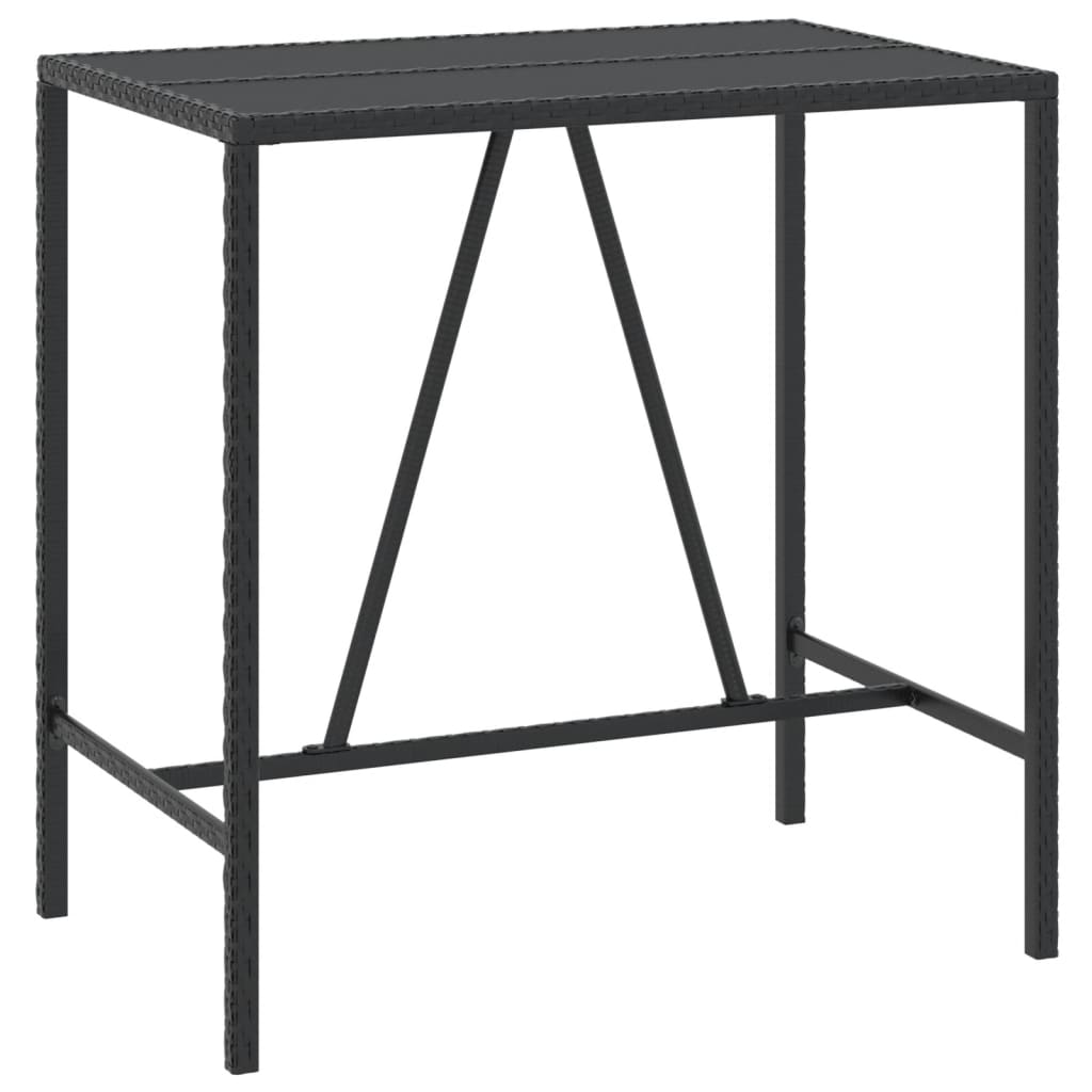 7-tlg. Gartenbar-Set Schwarz Poly Rattan & Massivholz Akazie