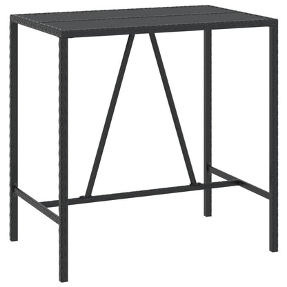 7-tlg. Gartenbar-Set Schwarz Poly Rattan & Massivholz Akazie