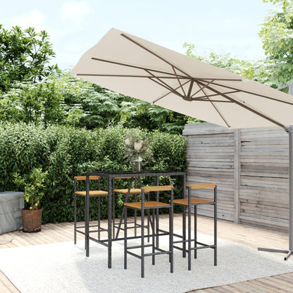 5-tlg. Gartenbar-Set Schwarz Poly Rattan & Massivholz Akazie
