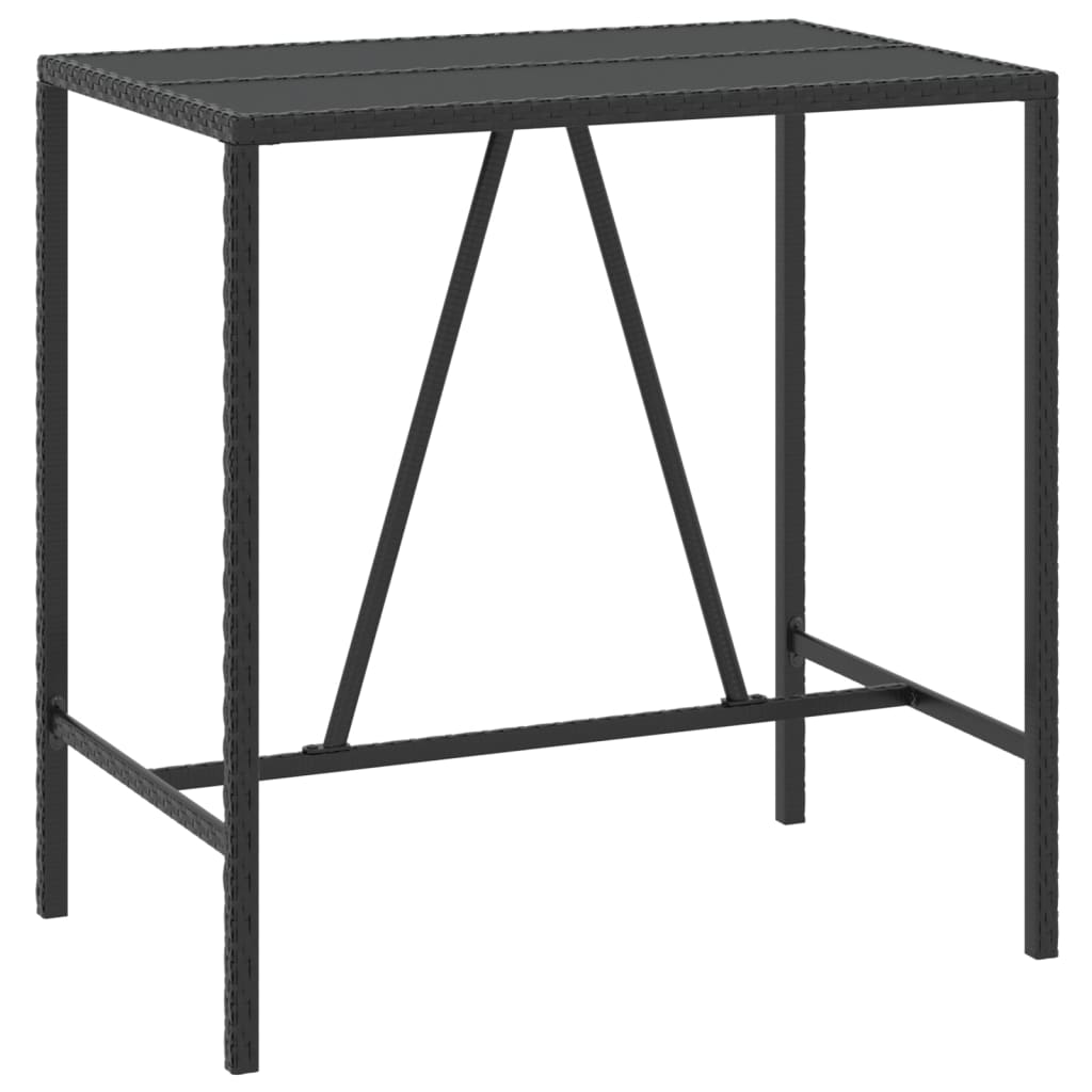 7-tlg. Gartenbar-Set Schwarz Poly Rattan & Massivholz Akazie