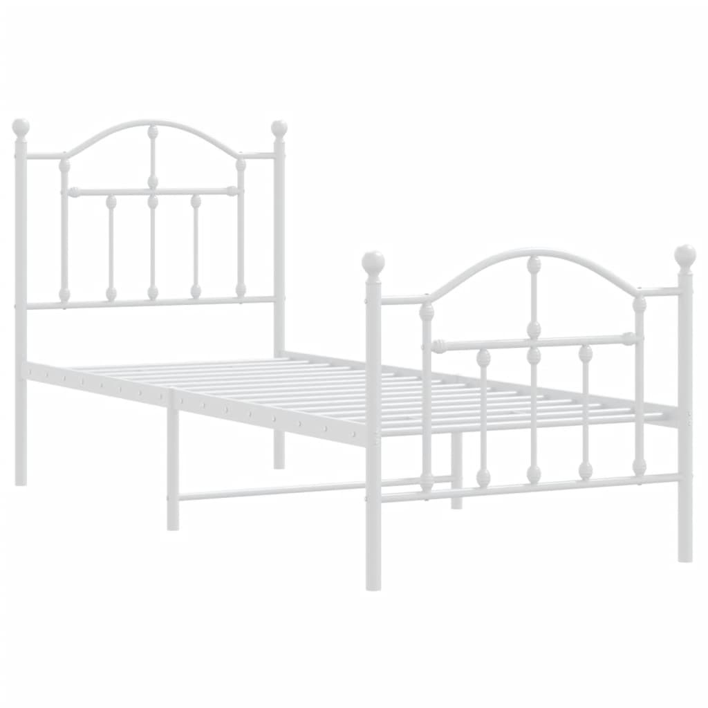 Bettgestell mit Kopf- und Fußteil Metall Weiß 75x190 cm
