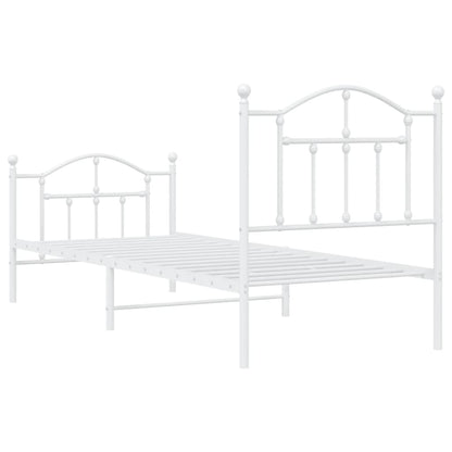 Bettgestell mit Kopf- und Fußteil Metall Weiß 80x200 cm
