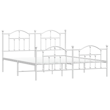 Bettgestell mit Kopf- und Fußteil Metall Weiß 160x200 cm