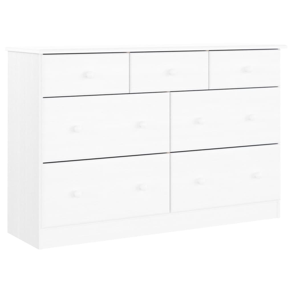 Kommode ALTA Hvid 112x35x73 cm Massiv Fyr