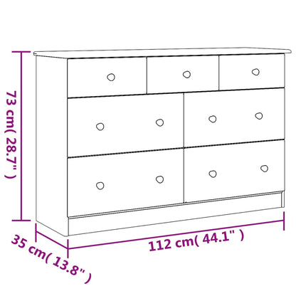 Kommode ALTA Hvid 112x35x73 cm Massiv Fyr
