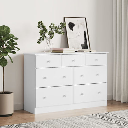 Kommode ALTA Hvid 112x35x73 cm Massiv Fyr