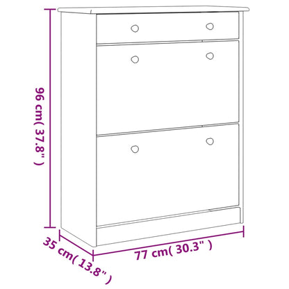 Schuhschrank ALTA Weiß 77x35x96 cm Massivholz Kiefer