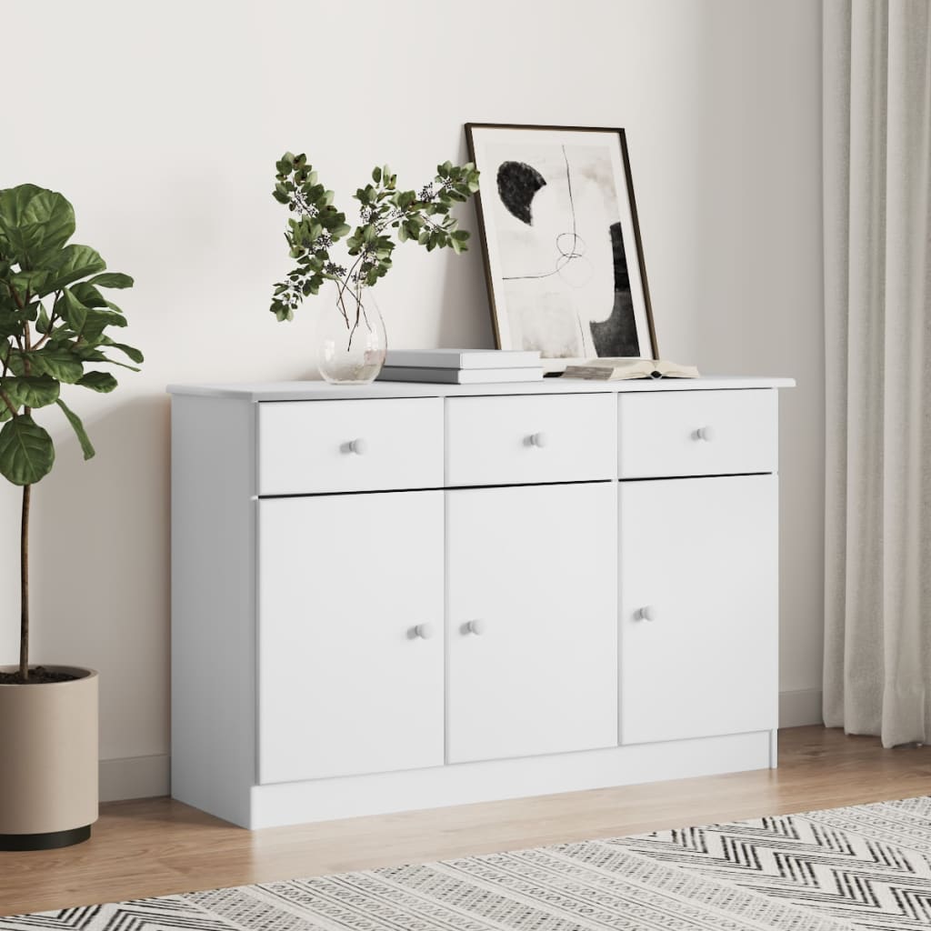Sideboard ALTA Weiß 112x35x73 cm Massivholz Kiefer