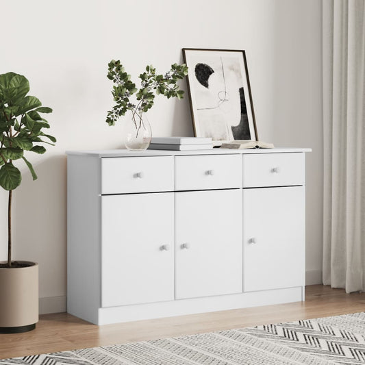 Sideboard ALTA Weiß 112x35x73 cm Massivholz Kiefer