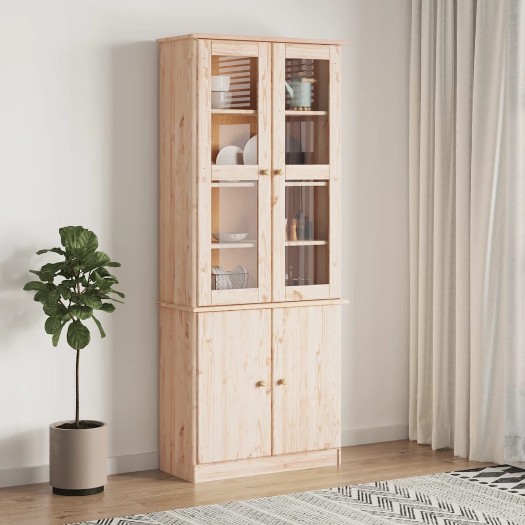 Vitrineskab ALTA 77x35x186,5 cm massiv fyrretræ