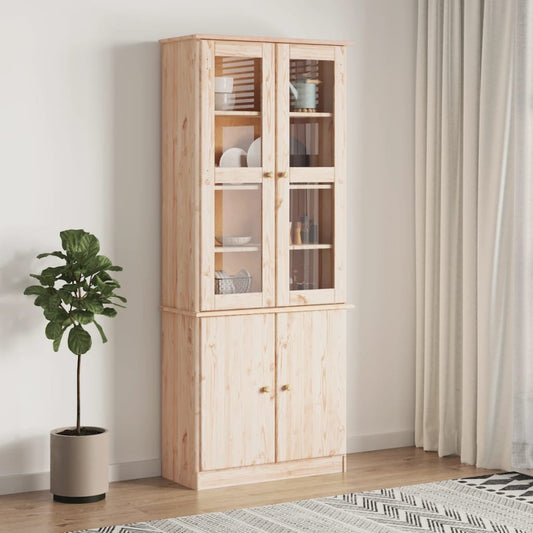 Vitrineskab ALTA 77x35x186,5 cm massiv fyrretræ