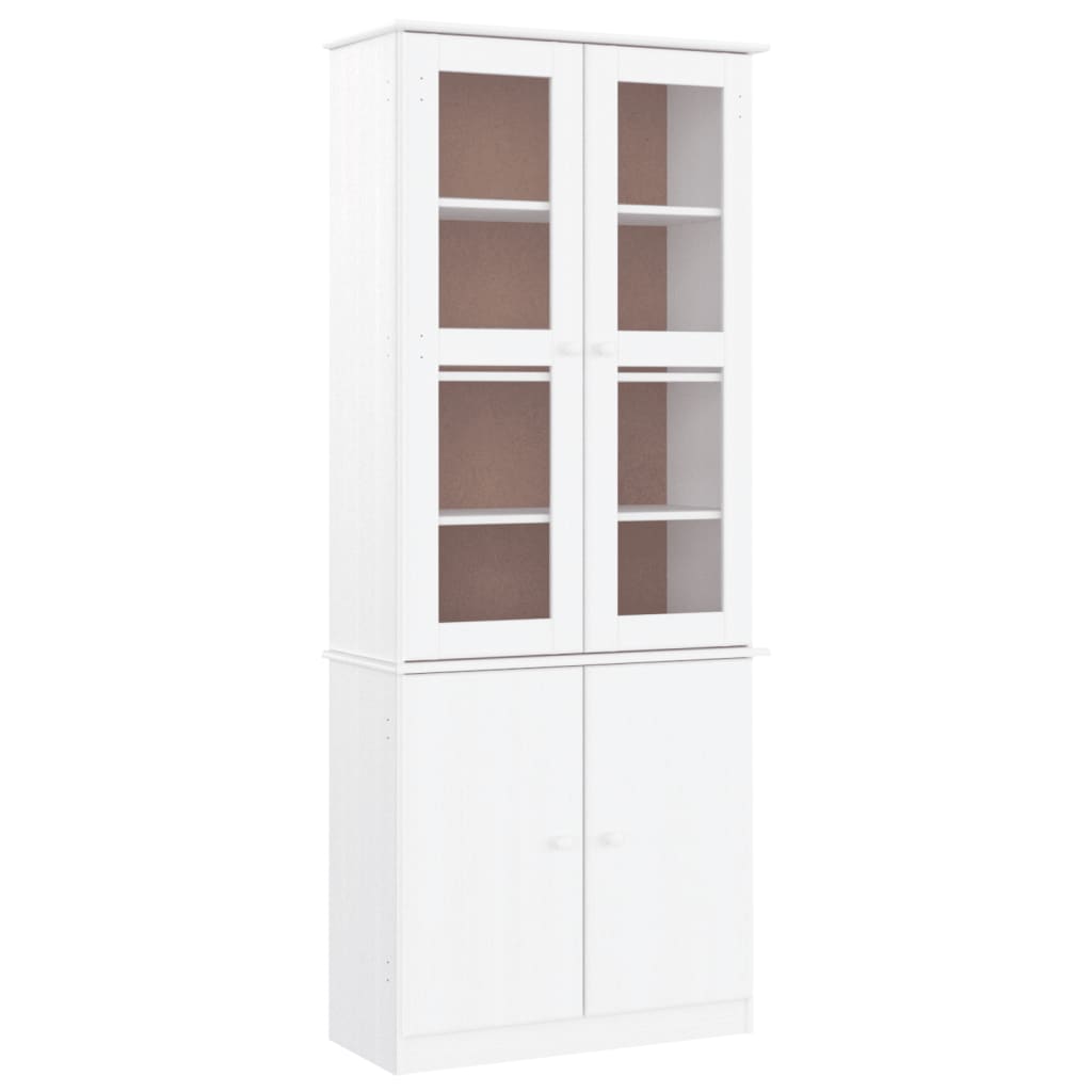 Vitrineskab ALTA Hvid 77x35x186,5 cm massiv fyrretræ