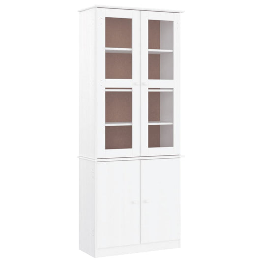 Vitrineskab ALTA Hvid 77x35x186,5 cm massiv fyrretræ