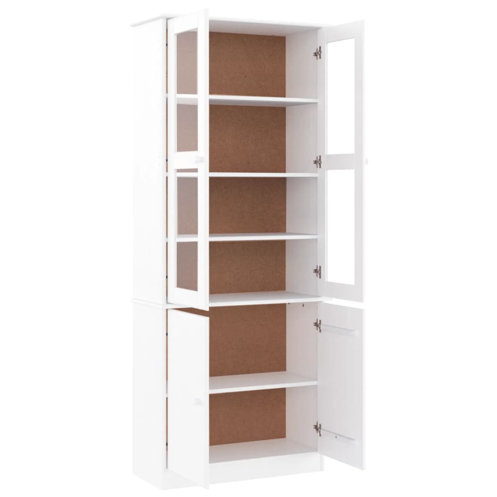 Vitrineskab ALTA Hvid 77x35x186,5 cm massiv fyrretræ