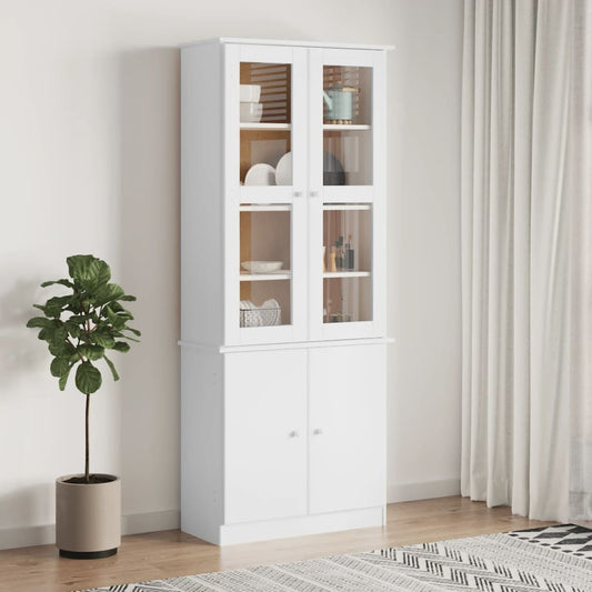 Vitrineskab ALTA Hvid 77x35x186,5 cm massiv fyrretræ