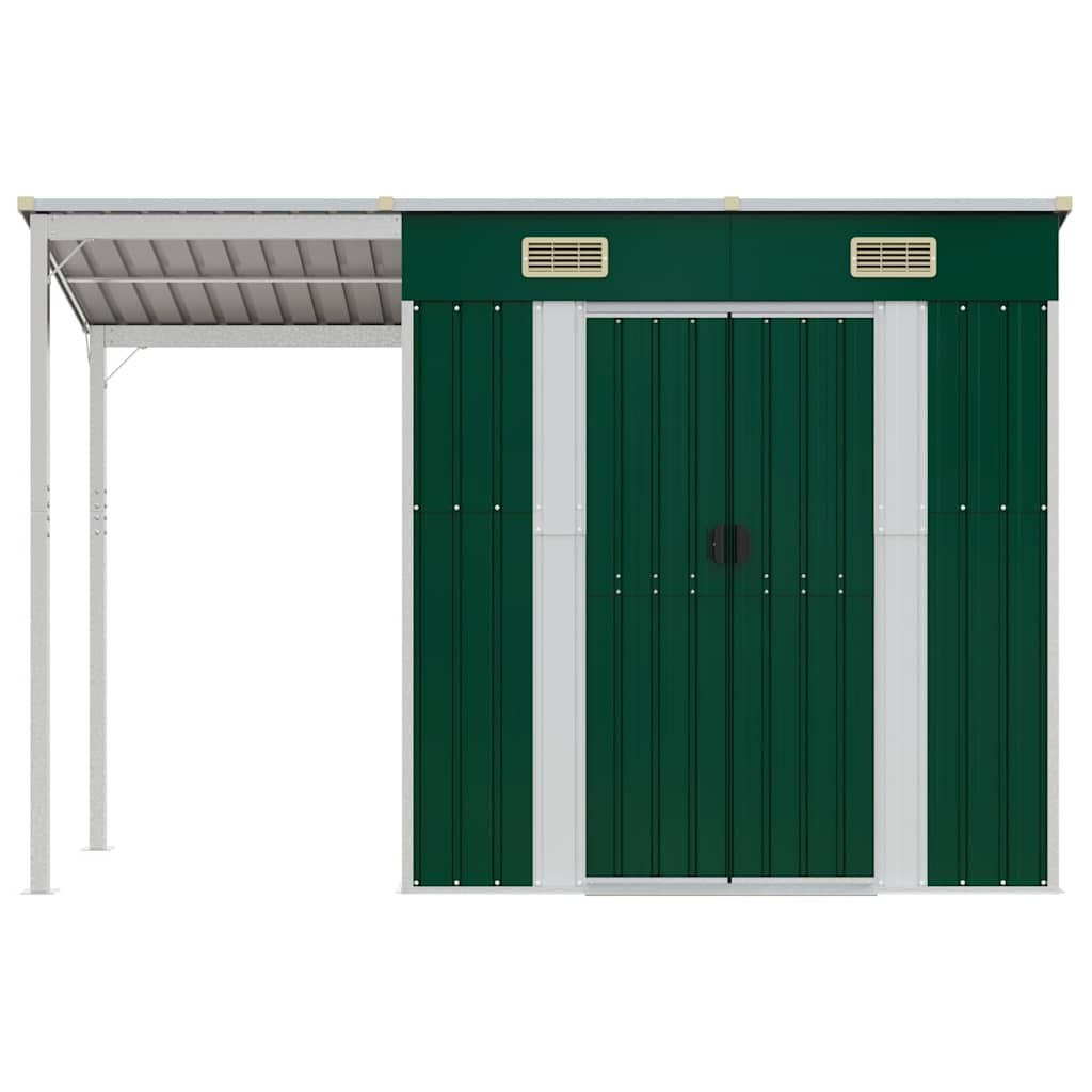 Gartenhaus mit Schleppdach Grün 277x107x181 cm Stahl