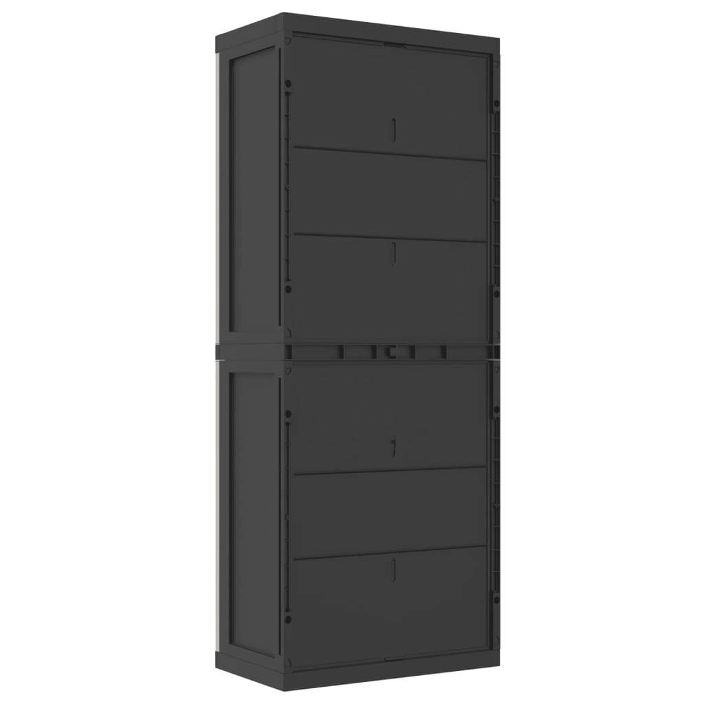 Gartenschrank Grau und Schwarz 65x37x165 cm PP