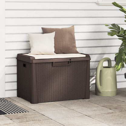 Gartentruhe mit Sitzkissen Braun 125 L PP
