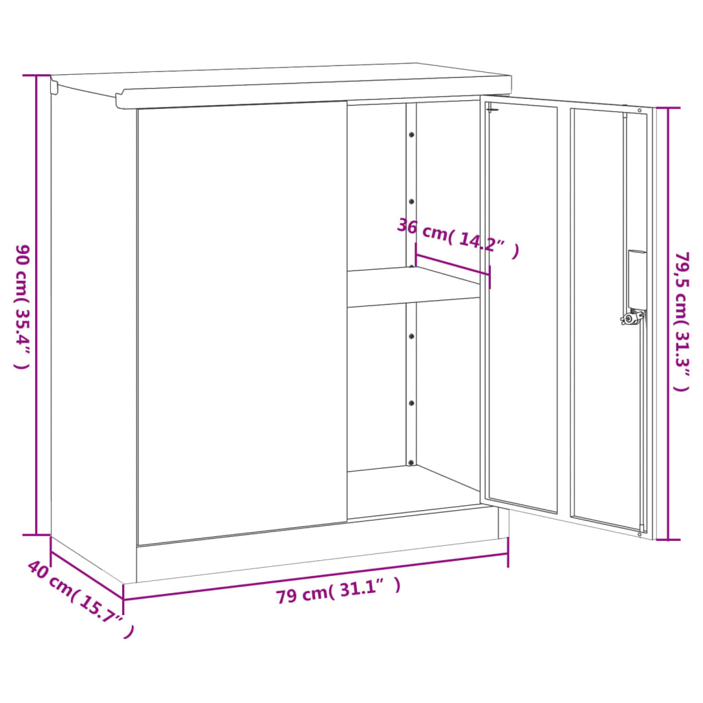 Arkivskab Hvid 79x40x90 cm Stål
