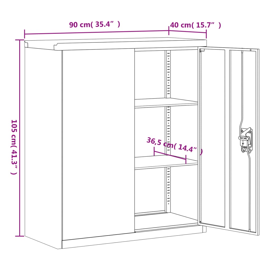 Arkivskab Antracit 90x40x105 cm Stål