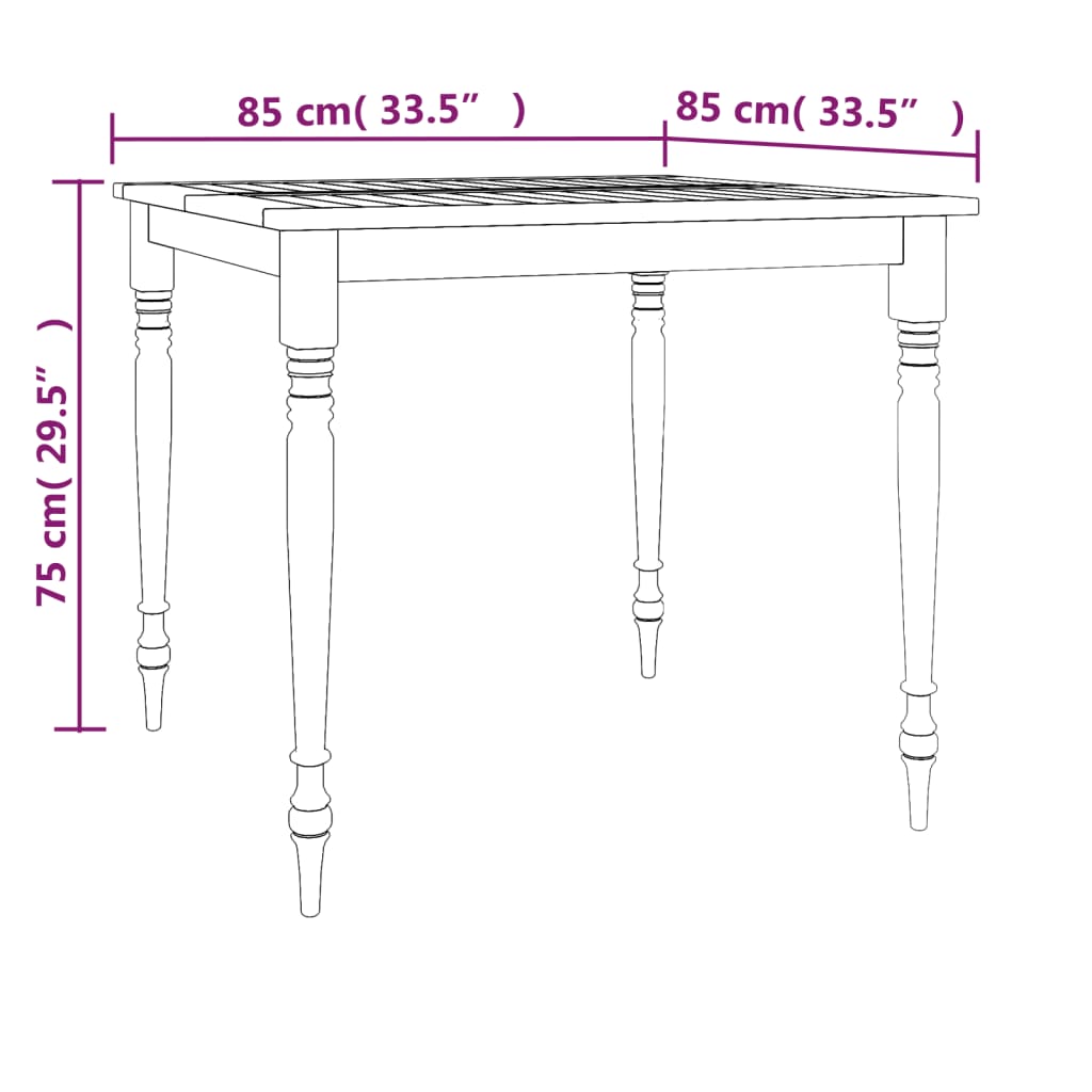Batavia bord 85x85x75 cm massiv teaktræ