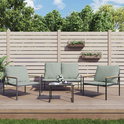 4-tlg. Garten-Lounge-Set mit Kissen Anthrazit Stahl