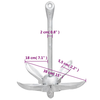 Klappanker Silber 4 kg feuerverzinktes Gusseisen